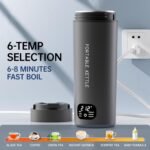 Dual Voltage Portable Electric Kettle Travel Hot Water for Tea,Coffee, 6 Temperature Controls and LCD Display, 316 Stainless Steel and Large Capacity 450ml, Auto Shut Off&Boil Dry Protection - Image 3