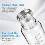 Glass Shaker Bottle,22oz BPA-Free Odorless Shaker Bottle with 304 Stainless Steel Ball and Removable Cleaning Brush for Fitness Protein Mixes(1Pack) - Image 3