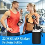 Glass Shaker Bottle,22oz BPA-Free Odorless Shaker Bottle with 304 Stainless Steel Ball and Removable Cleaning Brush for Fitness Protein Mixes(1Pack) - Image 4