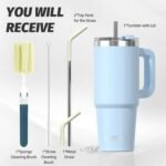 30 oz Tumbler with Handle,Tumbler with Lid and Straw,Double Wall Insulated Cup Stainless Steel Travel Mug(Cold for 34 Hours),Water Bottle for Iced Tea,Coffee,Cold Beverages(Blue) - Image 4