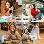 30 oz Tumbler with Handle,Tumbler with Lid and Straw,Double Wall Insulated Cup Stainless Steel Travel Mug(Cold for 34 Hours),Water Bottle for Iced Tea,Coffee,Cold Beverages(Blue) - Image 6