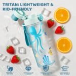 MAISON HUIS Kids Water Bottles 2 Pack, 18/8 Stainless Steel Vacuum Leak Proof Straw Cup with 21oz Tritan Sport Bottle, Kids Water Bottle for School, Gifts for Boys and Girls - Image 4