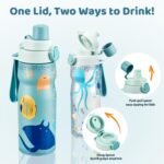 MAISON HUIS Kids Water Bottles 2 Pack, 18/8 Stainless Steel Vacuum Leak Proof Straw Cup with 21oz Tritan Sport Bottle, Kids Water Bottle for School, Gifts for Boys and Girls - Image 5