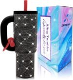 40oz Rhinestone Insulated Tumbler with Handle Bling Cups Stainless Steel Glitter Water Bottle with Leak Proof lid and Straw Travel Mug for Iced or Cold Beverages (Starlight) - Image 3