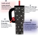 40oz Rhinestone Insulated Tumbler with Handle Bling Cups Stainless Steel Glitter Water Bottle with Leak Proof lid and Straw Travel Mug for Iced or Cold Beverages (Starlight) - Image 5