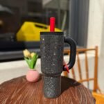 40oz Rhinestone Insulated Tumbler with Handle Bling Cups Stainless Steel Glitter Water Bottle with Leak Proof lid and Straw Travel Mug for Iced or Cold Beverages (Starlight) - Image 7