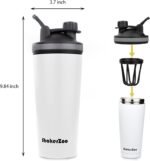 ShakerZoo-1 Pack-Protein Shaker bottles for Protein Mixes, Insulated Stainless Steel Shaker cup (White) - Image 3