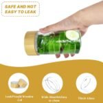 Juice Glass Bottles 10oz, 4 Pack Wide Mouth Glass Water Bottles with Bamboo Lids, for Juicing, Smoothies, Infused Water, Beverage Storage, BPA Free, Wooden Lid, Leakproof, Reusable, Borosilicate - Image 4
