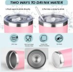 20oz Tumbler with Straw and Brush, Stainless Steel Vacuum Insulated tumbler, Double Wall Insulated Coffee Tumbler for Outdoor, Home, Travel,Office (Light pink,4pcs) - Image 3