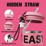 18oz Travel Coffee Mug Tumbler with Lid and Straw, 18/10 Stainless Steel, 6-Layer Insulation, Spill Proof, Leak Proof Tumbler with Straw Mouth Rotary Lock, Coffee Mugs for Women - Hot Pink - Image 4