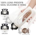 SIEROZUR 32 oz Glass Water Bottle with Straw and Handle, Leakproof Sports Glass Bottle with Time Marker, Water Jug with Silicone Sleeve for Gym, Travel, Workout, White - Image 4