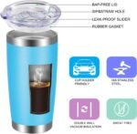 VEGOND 20oz Tumbler with Lid and Straw Stainless Steel Tumbler Cup Bulk Vacuum Insulated Double Wall Travel Coffee Mug Powder Coated Coffee Cup(Sky Blue 12 Pack - Image 3
