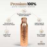 100% Copper Water Bottle, Hammered Finish Design, (34 Oz/1000ml), Ayurvedic Copper Bottle for Drinking water with Nature Health Benefits, Leak-Proof, Durable & Eco-friendly - Image 4
