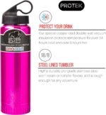 Silver Buffalo Double Walled Vacuum Insulated Stainless Steel Water Bottle, 20 Ounces, Magenta - Image 3