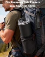 16 oz Insulated Coffee Tumblers, Travel Coffee Tumblers with Straw, Double-Wall Stainless Steel Tumbler, Leak Proof Tumbler, Reusable Cups with Lids for lced and Hot Drinks (Black) - Image 3