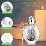 Glass Holy Water Bottles, Embossed Glass Silver 12 Pcs, 0.5 Fl Oz | Travel Empty Bottles, Girls Little Bottle, Church Decorations, Home Wedding, Portable Party Favors, Immaculate Heart of Mary - Image 4