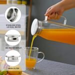 1.8-liter glass water bottle with lid, 60 ounce heat-resistant glass water bottle for refrigerator, with handle, suitable for parties and families. Used for tea, coffee, lemonade, juice, etc - Image 4