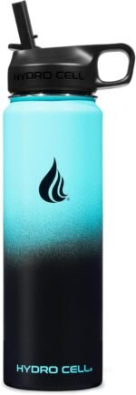 HYDRO CELL Stainless Steel Insulated Water Bottle with Straw - For Cold & Hot Drinks - Metal Vacuum Flask with Screw Cap and Modern Leakproof Sport Thermos for Adults (Teal/Black 24oz) - Image 3