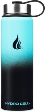 HYDRO CELL Stainless Steel Insulated Water Bottle with Straw - For Cold & Hot Drinks - Metal Vacuum Flask with Screw Cap and Modern Leakproof Sport Thermos for Adults (Teal/Black 24oz) - Image 4