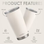 SANDJEST Beige Tumbler 20oz Stainless Steel Double Wall Vacuum Insulated, Travel Coffee Cup, Gifts for Men Women Birthday Christmas - Image 3