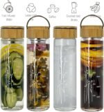 23 oz Glass Water Bottle with Infuser and Bamboo Lid Stainless Steel Handle - Tea Infuser Bottle - Image 4