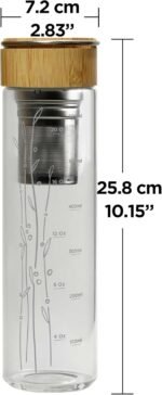 23 oz Glass Water Bottle with Infuser and Bamboo Lid Stainless Steel Handle - Tea Infuser Bottle - Image 6