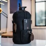 Hydro Gallon® - 1 Gallon Water Bottle Jug with Insulated Sleeve and Straw Lid, Handle, Time Marker, Pocket, Shoulder Strap. Daily Intake Leakproof BPA free Large Big Bottle Men. 128oz (Black) - Image 5