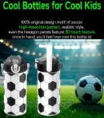 14oz/400ml Insulated Kids Water Bottle, Odor-Free Surgical Grade Liner, Dishwasher-Safe, Name Spot, Soft Sipper, Gift for Sports Fan (Soccer) - Image 3