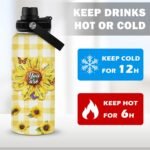Sunflower Water Bottle 32 Oz, Christian Gifts For Women, Birthday Christmas Graduation Gifts For Women Men Sister Best Friends, Christian Travel Coffee Insulated Cup - Image 3