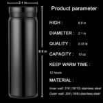 10oz Mini Water Bottle Stainless Steel Thermos Small Flask - Insulated Vacuum, Leak Proof, Keeps Drinks Hot/Cold - Ideal for Coffee, Tea, Water - Black - Image 3