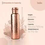 YoGo Pure Copper Water Bottle – 34 Oz Hammered Ayurvedic Copper Water Bottle for Drinking – Leak-Proof Lid, Handcrafted copper Bottle for Daily Use - Image 3