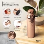 YoGo Pure Copper Water Bottle – 34 Oz Hammered Ayurvedic Copper Water Bottle for Drinking – Leak-Proof Lid, Handcrafted copper Bottle for Daily Use - Image 4