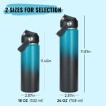 18oz Insulated Stainless Steel Water Bottle, Wide Mouth Double Wall Vacuum, Silicone Straw, Sweat & Leak Proof, BPA Free Insulated Water Flask for Travel, Keep Cold 24h Hot 12h, Blue - Image 3