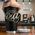 SANDJEST Best Dad Ever Tumbler with Lid - 20oz Insulated Stainless Steel Cup- Coffee Mug for Sport Travel Office, Gift for Father’s Day Birthday - Image 4