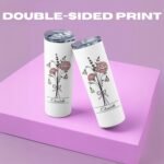 Custom Tumblers with Birth Flower and Name, 20 Oz Skinny Tumblers for Birthday Gift, Personalized Travel Mug For Women - Image 5