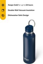 RTIC 20oz Journey Water Bottle Ceramic Lined Metal Stainless Steel Vacuum Insulated, BPA Free, Reusable, for Water, Hot and Cold Drinks, Travel, Sports, Camping, Navy - Image 3