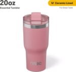 RTIC 20oz Essential Tumbler with Lid, Ceramic Lined, Insulated, Stainless Steel, Metal, Double Wall Vacuum-Insulation, Travel Cup for Iced Coffee, Tea, Hot and Cold Drink, Dusty Rose - Image 3