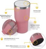 RTIC 20oz Essential Tumbler with Lid, Ceramic Lined, Insulated, Stainless Steel, Metal, Double Wall Vacuum-Insulation, Travel Cup for Iced Coffee, Tea, Hot and Cold Drink, Dusty Rose - Image 4
