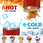 1 Pack 20oz Stainless Steel Tumbler with Lid, Leakproof Double Wall Travel Mug for Hot/Cold Drinks, Home Office Outdoor Party Use, Durable Powder Coated Insulated Cup/Red - Image 3