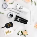 DHQH Personalized Mr and Mrs EST 2026 Gift Stainless Steel Travel Tumbler & Leather Luggage Tag Set - Wedding Gifts for Couples 2026 Perfect Newlywed, Engagemen and Bridal Shower Gifts - Image 3