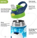 Soccer Ball on Field Kids Water Bottle with Straw Lid Insulated Stainless Steel Reusable Tumbler Leakproof Vacuum Boys Girls Toddler School Sports 12oz - Image 4