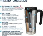 MIRA 20 oz Insulated Travel Mug - Stainless Steel Coffee Cup with Spill-Proof Flip Lid & Handle - Hot/Cold Car Tumbler - Sand - Image 4