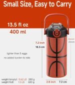 14oz/400ml Insulated Kids Water Bottle, Odor-Free Surgical Grade Liner, Dishwasher-Safe, Name Spot, Soft Sipper, Gift for Sports Fan (Basketball) - Image 6