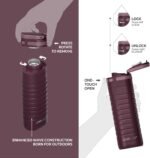 IDEUS Insulated Stainless Steel Water Bottle 14 oz Lockable Lid & Leakproof Travel Coffee Mug for Hot/Cold Beverages Fits Most Cup Holder (Burgundy) - Image 7