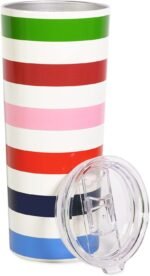 kate spade new york Cute Stainless Steel Mug, 24 Ounce Travel Tumbler, Double Wall Insulated Cup with Lid, Adventure Stripe - Image 3