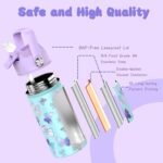 14oz Kids Insulated Water Bottle with Straw Lid - 18/8 Stainless Steel Kid Cup Travel Tumbler Double Wall Vacuum Leak Proof Portable Toddler Water Bottle(Butterfly） - Image 3