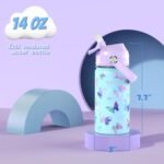 14oz Kids Insulated Water Bottle with Straw Lid - 18/8 Stainless Steel Kid Cup Travel Tumbler Double Wall Vacuum Leak Proof Portable Toddler Water Bottle(Butterfly） - Image 4