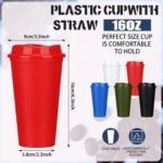 Domensi 15 Pack Reusable Coffee Cups with Lids 16 oz Disposable Travel Cups Bulk Plastic to Go Coffee Tumblers for DIY Hot Cold Drink Party Favors Coworker, Microwaveable (Classic Color) - Image 3