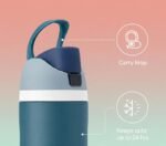 24oz Insulated Stainless Steel Water Bottle - Double Wall Vacuum Flask with Push-Button Leak-Proof Lid - Keeps Cold 24h, Hot 12h - Sweat-Proof Reusable Sports Bottle for Gym, Office &Travel (Denim) - Image 4
