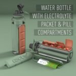 asobu Electrolyte Large Sports Water Bottle with Interchangeable Packet and Pill Storage Compartments Durable Tritan 40oz (Basil Green) - Image 3